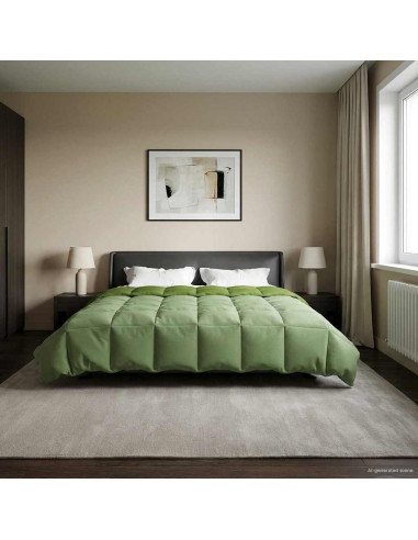 Duvet Invernale Trapuntato Verde 220 x 260 cm Microfibra