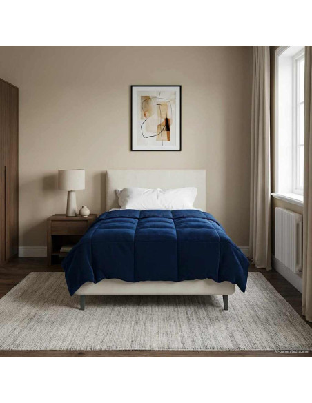 Duvet Invernale Trapuntato Blu Scuro 135 x 200 cm Microfibra