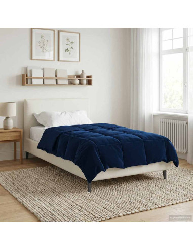 Duvet Invernale Trapuntato Blu Scuro 140 x 200 cm Microfibra