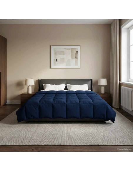 Duvet Invernale Trapuntato Blu Scuro 200 x 200 cm Microfibra