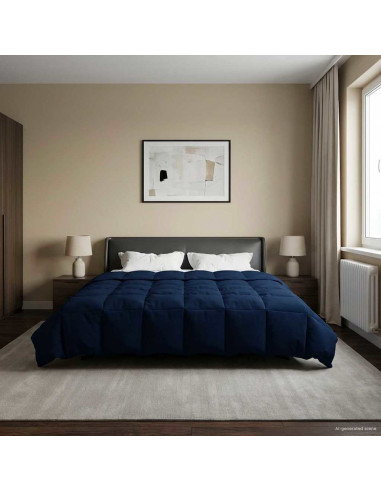 Duvet Invernale Trapuntato Blu Scuro 200 x 240 cm Microfibra