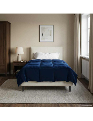 Duvet Invernale Trapuntato Blu Scuro 135 x 220 cm Microfibra