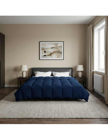 Duvet Invernale Trapuntato Blu Scuro 200 x 220 cm Microfibra