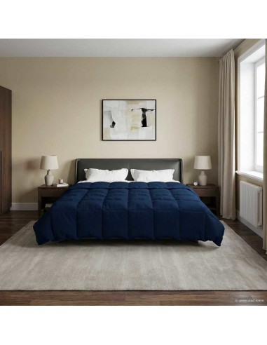 Duvet Invernale Trapuntato Blu Scuro 220 x 240 cm Microfibra