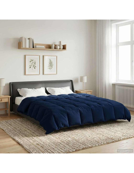 Duvet Invernale Trapuntato Blu Scuro 220 x 260 cm Microfibra