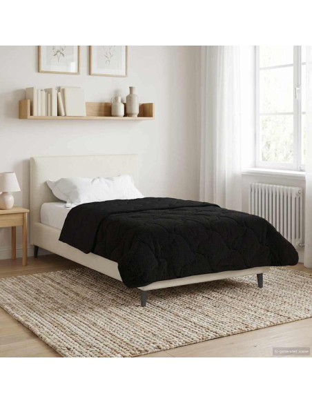 Duvet Estivo Nero 140 x 200 cm Microfibra e Fleece Teddy