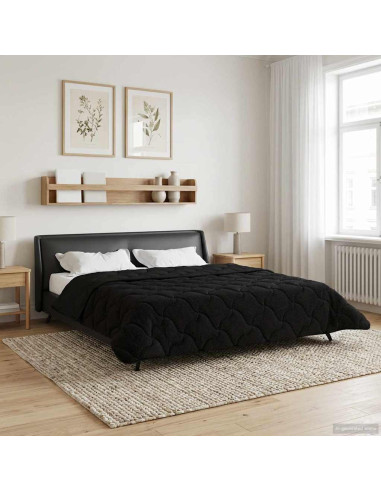 Duvet Estivo Nero 240 x 260 cm Microfibra e Fleece Teddy