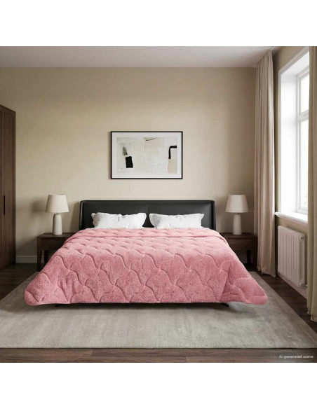 Duvet Estivo Rosa 220 x 260 cm Microfibra e Fleece Teddy