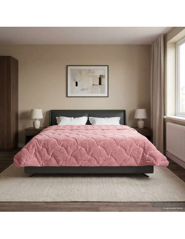Duvet Invernale Rosa 220 x 260 cm Microfibra e Fleece Teddy