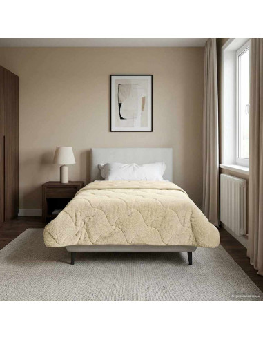 Duvet Invernale Crema 140 x 200 cm Microfibra e Fleece Teddy