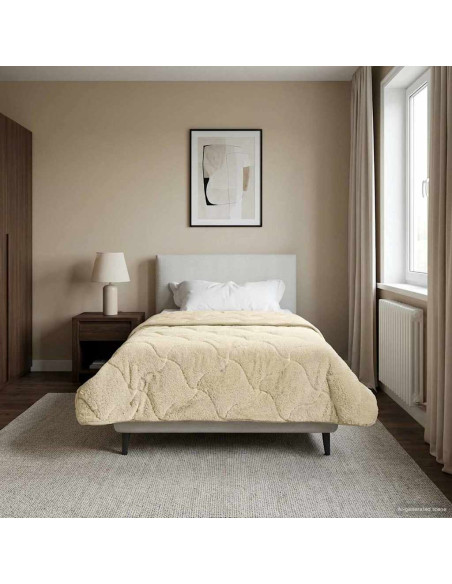 Duvet Invernale Crema 140 x 200 cm Microfibra e Fleece Teddy