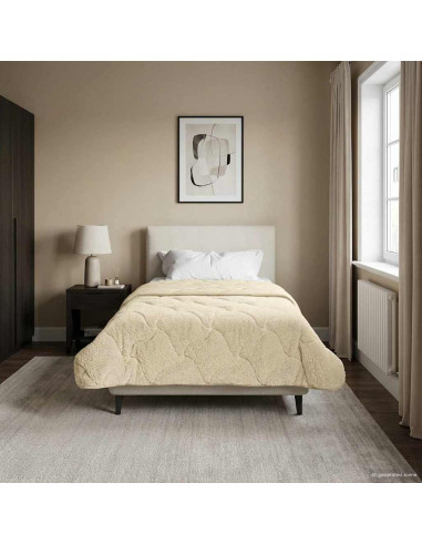 Duvet Invernale Crema 155 x 220 cm Microfibra e Fleece Teddy