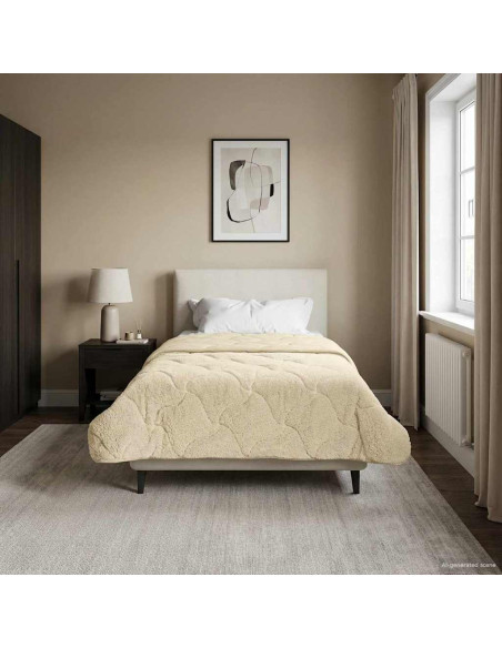 Duvet Invernale Crema 155 x 220 cm Microfibra e Fleece Teddy