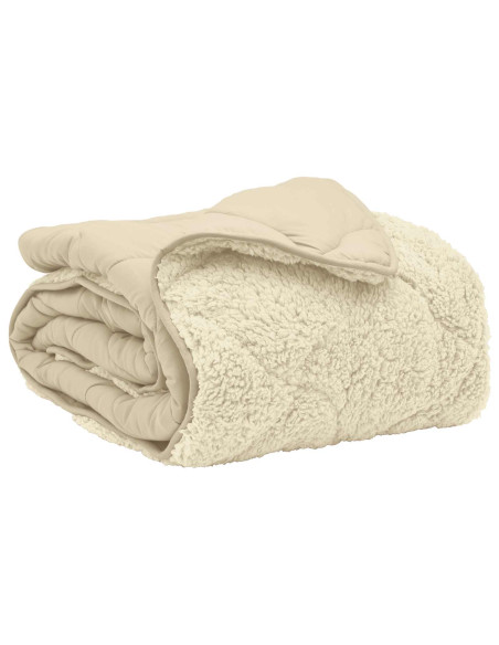 Duvet Invernale Crema 220 x 240 cm Microfibra e Fleece Teddy