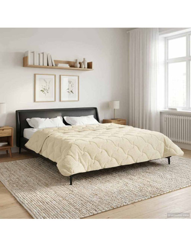 Duvet Invernale Crema 220 x 240 cm Microfibra e Fleece Teddy
