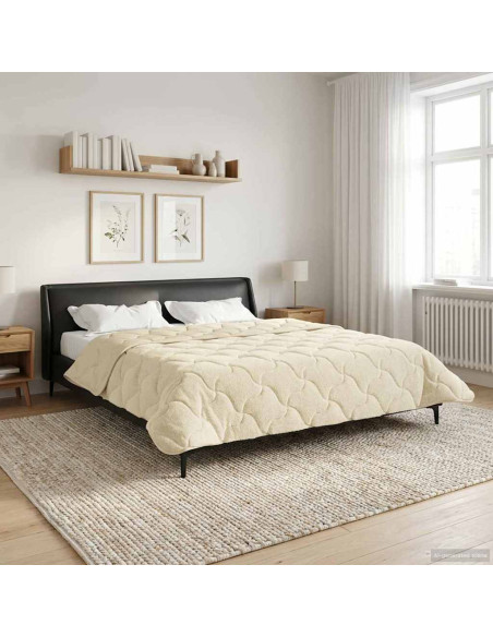Duvet Invernale Crema 220 x 240 cm Microfibra e Fleece Teddy