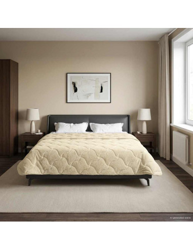 Duvet Invernale Crema 220 x 260 cm Microfibra e Fleece Teddy