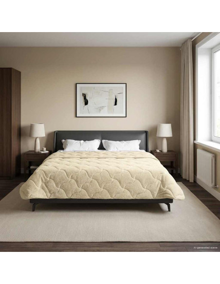 Duvet Invernale Crema 220 x 260 cm Microfibra e Fleece Teddy