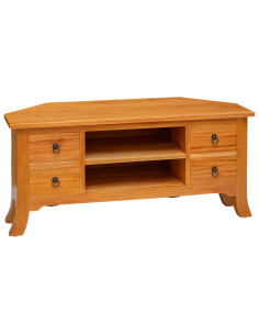 Mobile TV Naturale 100 x 40,5 x 46 cm Legno di Mogano Massello 2