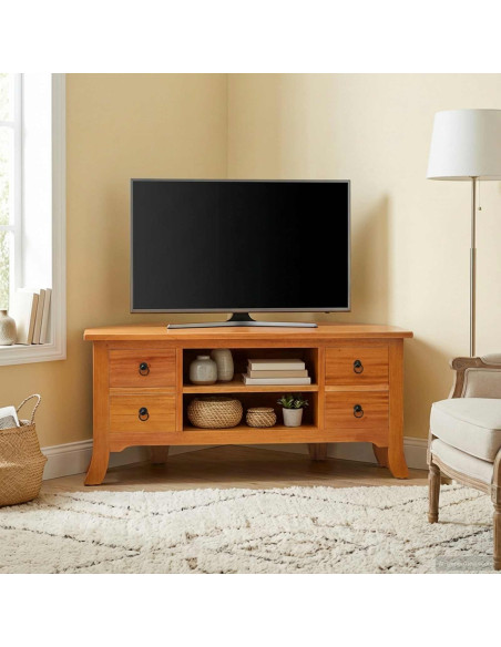 Mobile TV Naturale 100 x 40,5 x 46 cm Legno di Mogano Massello