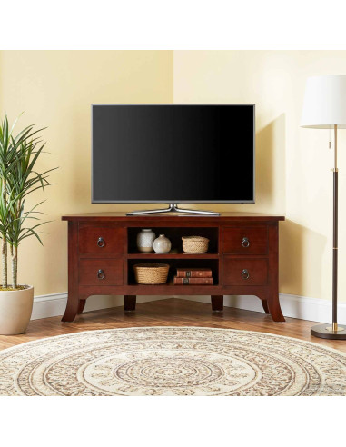 Mobile TV Marrone 100 x 40,5 x 46 cm Legno di Mogano Massello