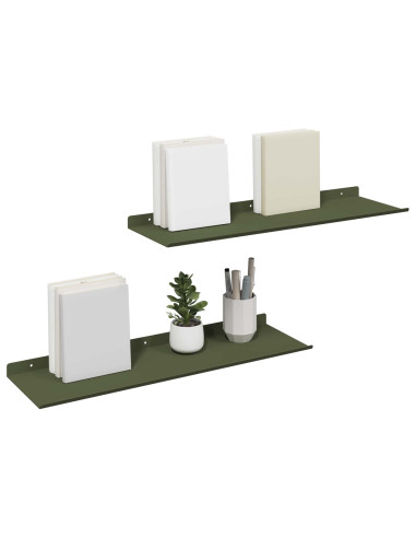 Mensola sospesa 2 pcs Verde oliva 60 x 18 x 2,5 cm