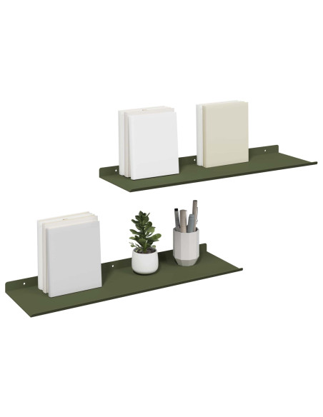 Mensola sospesa 2 pcs Verde oliva 60 x 18 x 2,5 cm