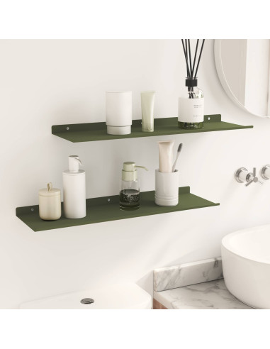 Mensola sospesa 2 pcs Verde oliva 60 x 18 x 2,5 cm