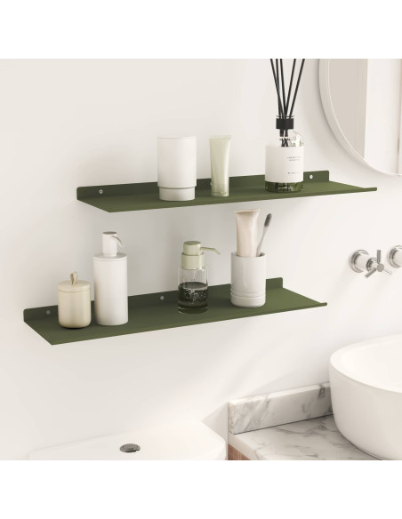 Mensola sospesa 2 pcs Verde oliva 60 x 18 x 2,5 cm