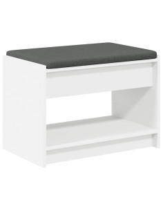 Panca per ingresso con cuscino Bianco 63 x 38 x 45 cm 2