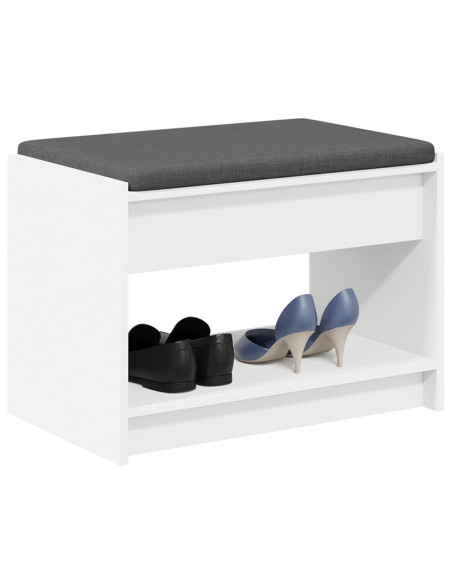 Panca per ingresso con cuscino Bianco 63 x 38 x 45 cm