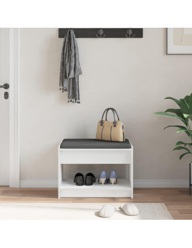 Panca per ingresso con cuscino Bianco 63 x 38 x 45 cm
