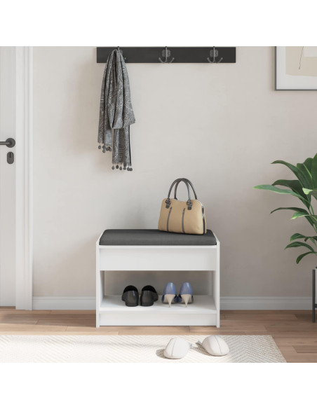 Panca per ingresso con cuscino Bianco 63 x 38 x 45 cm