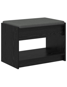 Panca per ingresso con cuscino Rovere Nero 63 x 38 x 45 cm 2