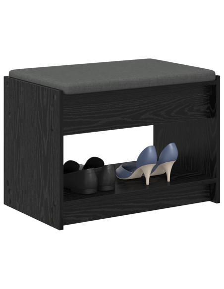 Panca per ingresso con cuscino Rovere Nero 63 x 38 x 45 cm