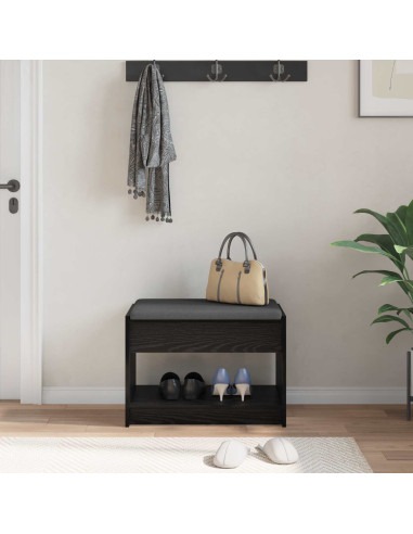 Panca per ingresso con cuscino Rovere Nero 63 x 38 x 45 cm