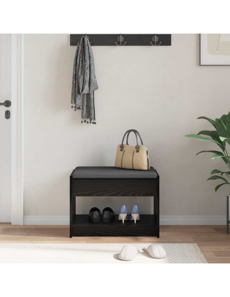 Panca per ingresso con cuscino Rovere Nero 63 x 38 x 45 cm