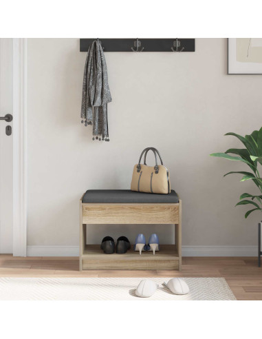 Panca per ingresso con cuscino Rovere Sonoma 63 x 38 x 45 cm