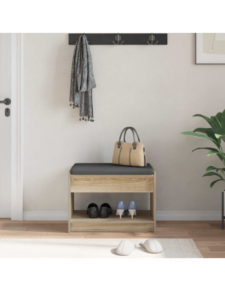 Panca per ingresso con cuscino Rovere Sonoma 63 x 38 x 45 cm