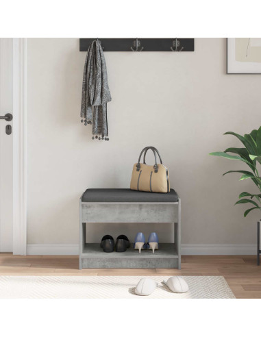Panca per ingresso con cuscino Grigio Cemento 63 x 38 x 45 cm