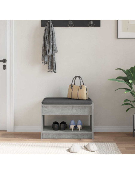 Panca per ingresso con cuscino Grigio Cemento 63 x 38 x 45 cm