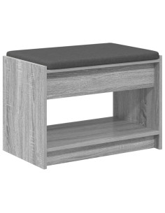 Panca per ingresso con cuscino Sonoma grigia 63 x 38 x 45 cm 2
