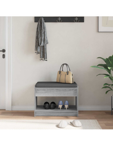 Panca per ingresso con cuscino Sonoma grigia 63 x 38 x 45 cm