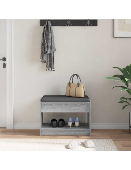 Panca per ingresso con cuscino Sonoma grigia 63 x 38 x 45 cm