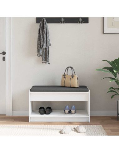 Panca per ingresso con cuscino Bianco 83 x 38 x 45 cm