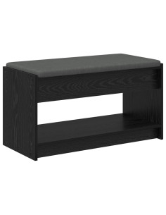 Panca per ingresso con cuscino Rovere Nero 83 x 38 x 45 cm 2