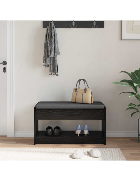 Panca per ingresso con cuscino Rovere Nero 83 x 38 x 45 cm