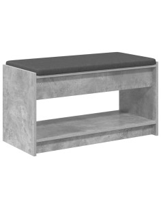 Panca per ingresso con cuscino Grigio Cemento 83 x 38 x 45 cm 2