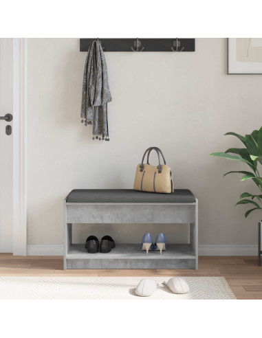 Panca per ingresso con cuscino Grigio Cemento 83 x 38 x 45 cm