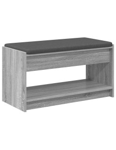 Panca per ingresso con cuscino Sonoma grigia 83 x 38 x 45 cm 2